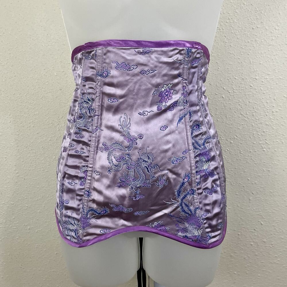 Y2K Frederick’s of Hollywood Under Bust Lace Up Corset L Large Dragon Asian